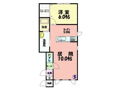 LEBEN1.3(1LDK/1階)の間取り写真