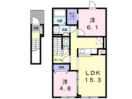 プラシード(2LDK/2階)の間取り写真