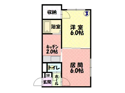 ミキハウス(1LDK/1階)の間取り写真