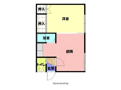 旭町113ハイツB(1DK/2階)の間取り写真