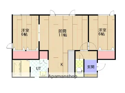 ルーベラⅡ(2LDK/1階)の間取り写真