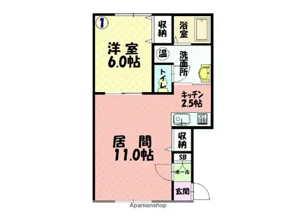 KERLL(1LDK/1階)の間取り写真