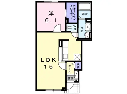 プリュス アムール(1LDK/1階)の間取り写真