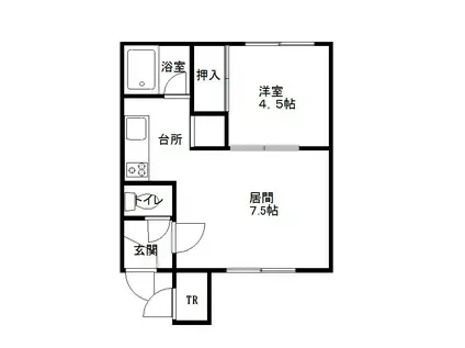 IKコーポA棟(1DK/1階)の間取り写真