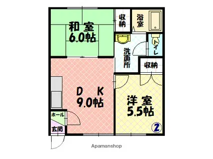 リバーシティー(2DK/2階)の間取り写真
