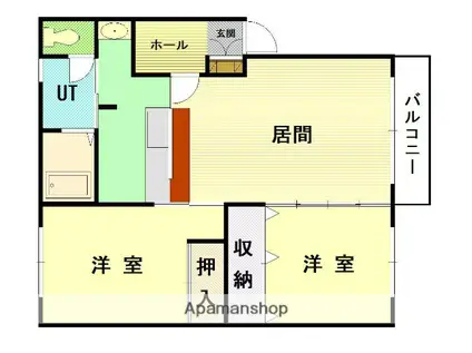 ワックスウィング宮下24(2LDK/3階)の間取り写真