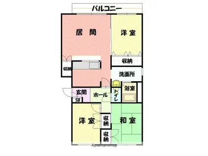 ワックスウィング東光B(3LDK/3階)の間取り写真