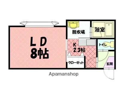 エルム医大前B棟(1K/1階)の間取り写真