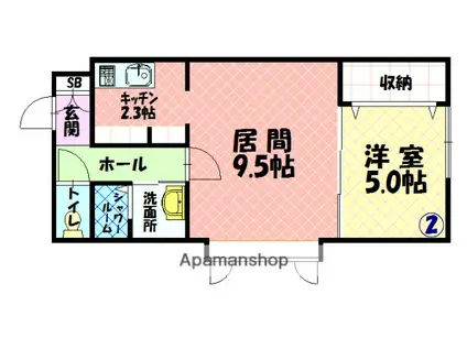 AMU5・23(1LDK/4階)の間取り写真