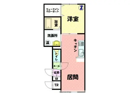 ELLE9条通A(1LDK/2階)の間取り写真