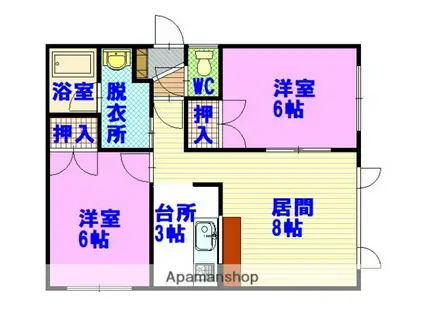 アイランドハイツ神居A(2LDK/2階)の間取り写真