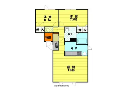 ノースフォート(2LDK/2階)の間取り写真