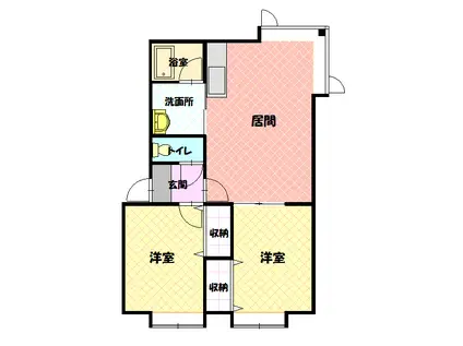 石北本線 旭川四条駅 徒歩23分 2階建 築28年(2LDK/1階)の間取り写真