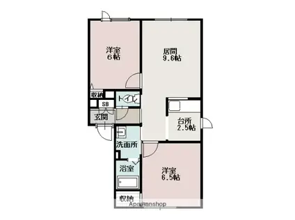 グランシャリオⅡ(2LDK/1階)の間取り写真