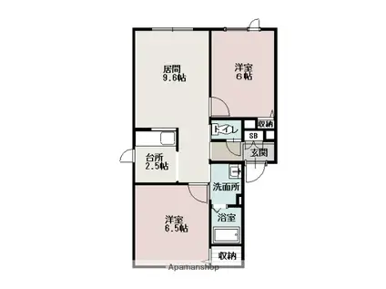 グランシャリオⅡ(2LDK/2階)の間取り写真