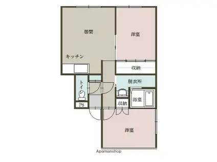 セレブ5・4(2LDK/2階)の間取り写真