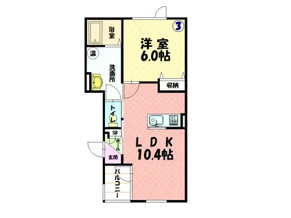 すずらん(1LDK/1階)の間取り写真