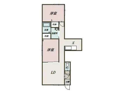 RAW SIENNA(2LDK/2階)の間取り写真