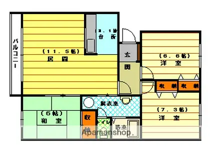 カサ・デルリオ(3LDK/1階)の間取り写真