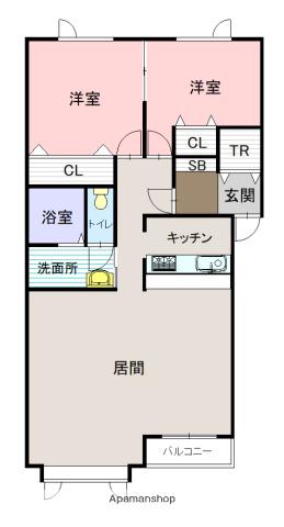DESTINYⅡ(2LDK/1階)の間取り写真