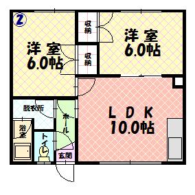 マンションイースト(2LDK/1階)の間取り写真