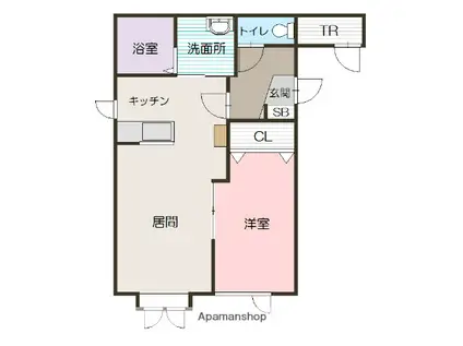 ルピナス B棟(1LDK/1階)の間取り写真