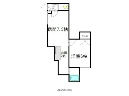 マンションおかひさ(1LDK/2階)の間取り写真