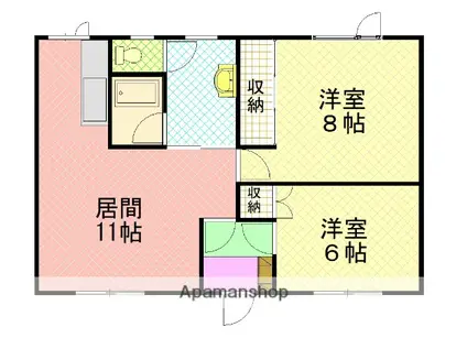 グランシャリオB(2LDK/1階)の間取り写真