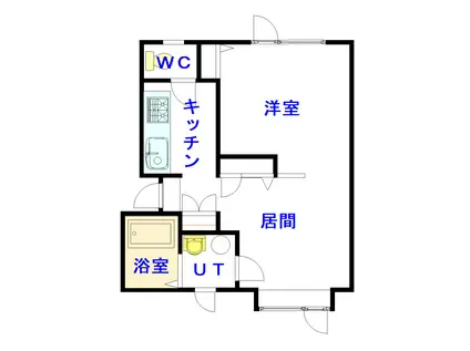 YOUトピア豊岡弐番街 D棟(1LDK/2階)の間取り写真