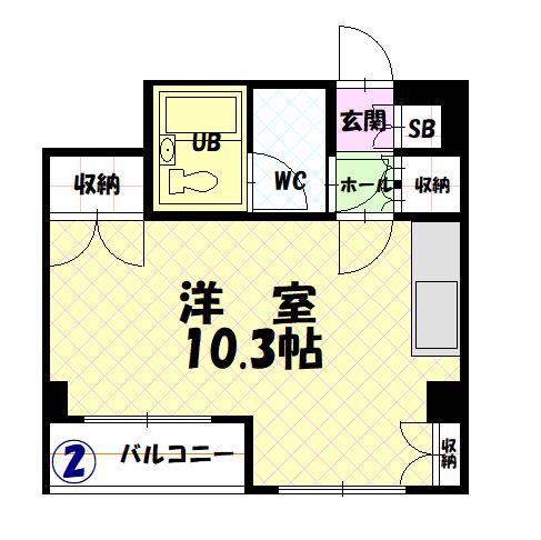 アネックスプラザ6条ビル(ワンルーム/1階)の間取り写真
