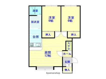 アポロ21B(2LDK/2階)の間取り写真