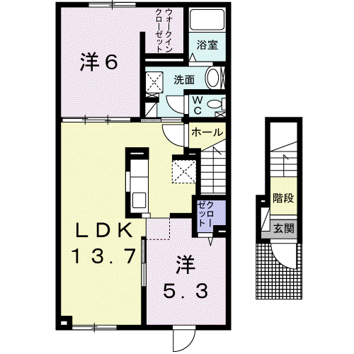 ドリーム豊岡Ⅱ(2LDK/2階)の間取り写真