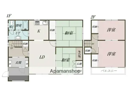 石北本線 新旭川駅 徒歩67分 2階建 築50年(4LDK)の間取り写真