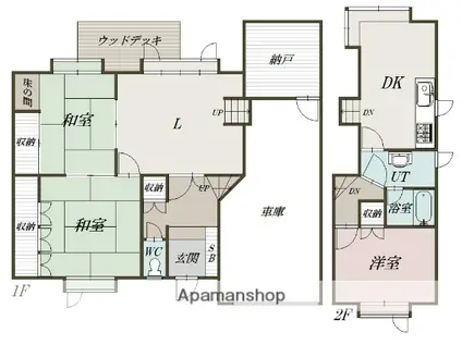 石北本線 旭川四条駅 徒歩44分 2階建 築39年(3LDK)の間取り写真