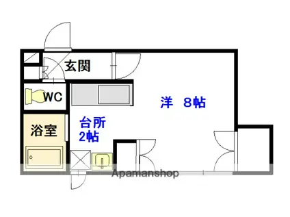 ピュアライフ緑が丘(1K/1階)の間取り写真