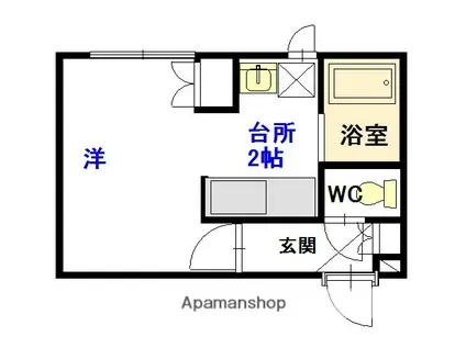 ピュアライフ緑が丘(1K/2階)の間取り写真