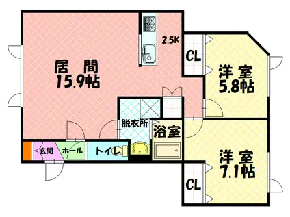 FORESTA・豊岡(2LDK/1階)の間取り写真