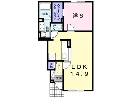 セレーノⅠ(1LDK/1階)の間取り写真