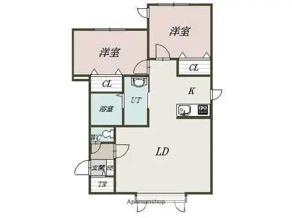 オーベル11条 B(2LDK/1階)の間取り写真