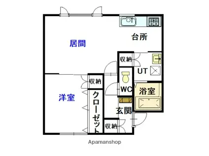 アジアートⅢ(1LDK/2階)の間取り写真