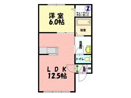 ガーデンコート(1LDK/2階)の間取り写真