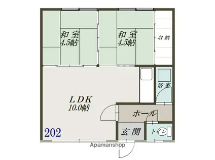 渡辺マンション(2LDK/2階)の間取り写真