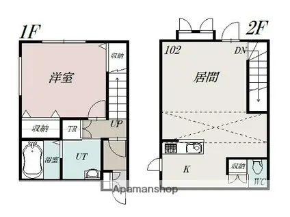 石北本線 旭川四条駅 徒歩20分 2階建 築6年(1LDK/1階)の間取り写真