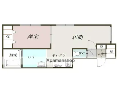 LANA C棟(1LDK/1階)の間取り写真