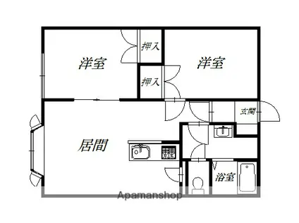 アイランドK(2LDK/1階)の間取り写真