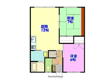 ハイツ島尻B(2LDK/2階)の間取り写真
