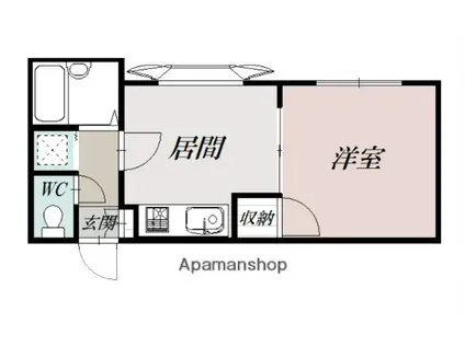 ボナール川端(1DK/1階)の間取り写真
