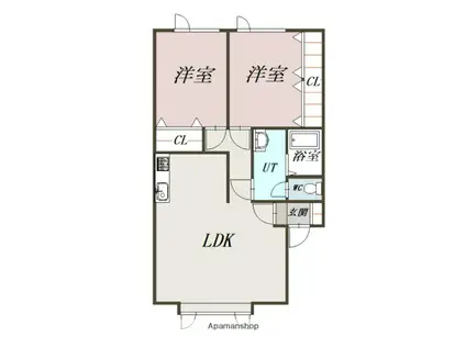 サニーウェルⅠ(2LDK/2階)の間取り写真