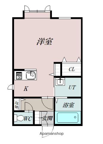 富良野線 緑が丘駅(北海道) 徒歩30分 2階建 築5年(1K/1階)の間取り写真