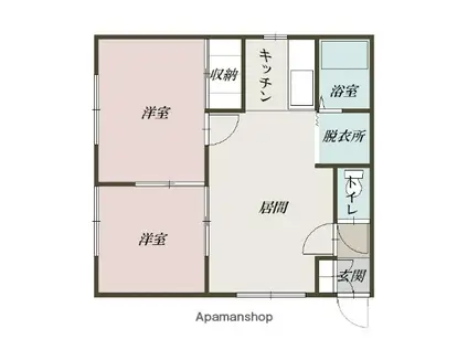 ホワイトハウス411(2DK/2階)の間取り写真